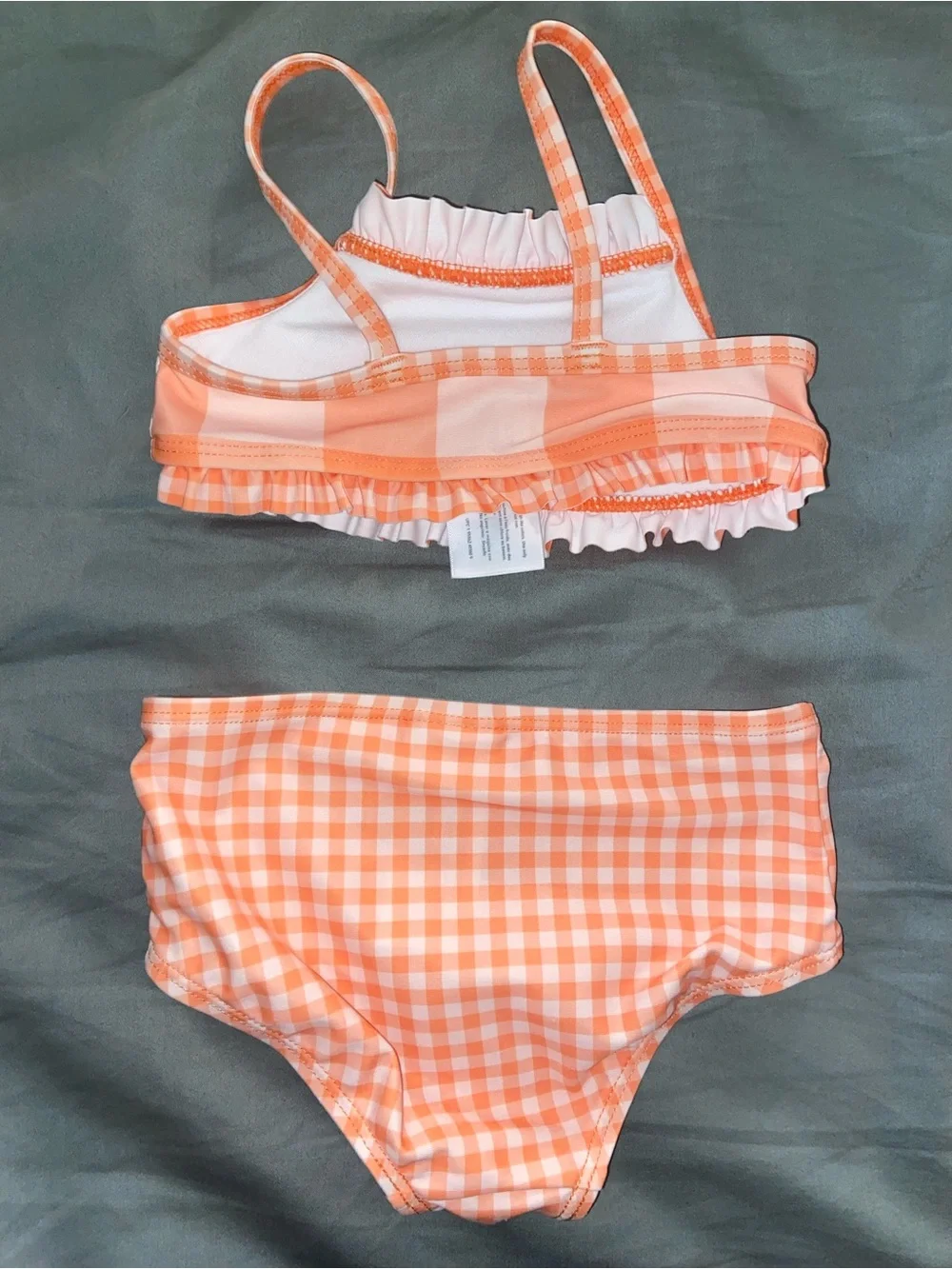 Carter's Girl’s 18 Month Orange Gingham Two-Piece Swim Set with Ruffle Trim